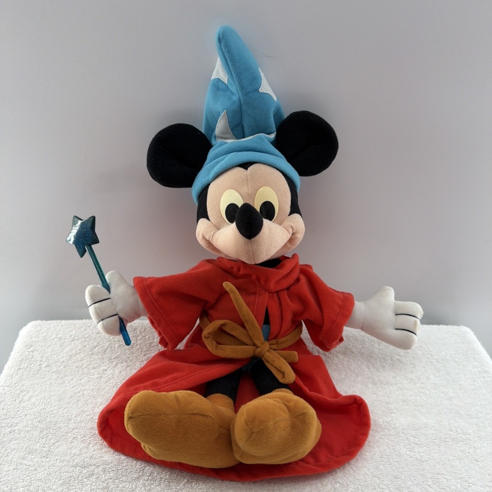 Vintage 1990 Disney Sorcerer Mickey Mouse Plush Fantasia Wizard 20 Inch Wand Hat